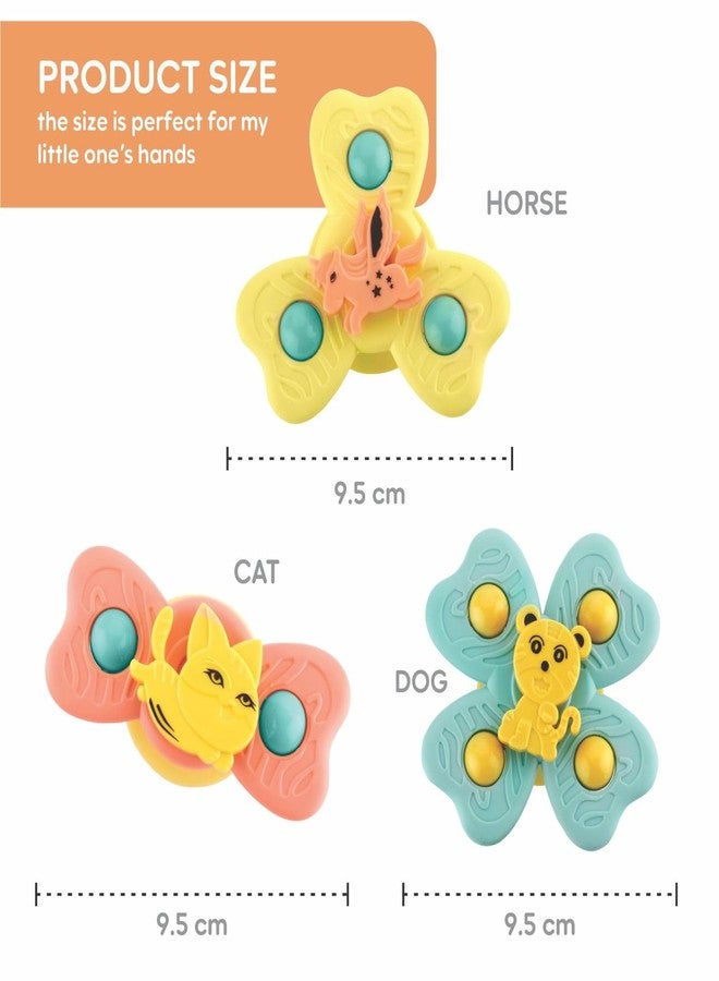 TEC TAVAKKAL Strong Suction Cup Fidget Rotating Sensory Bath Toys for Baby 6 12 18 Months Airplane Car Travel Table & Window Toys for 1 2 Years Old Toddler Boys and Girls (Cat Spinner) - Image 2